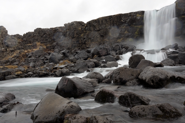 Waterfall at Þingvellir National Park in Iceland