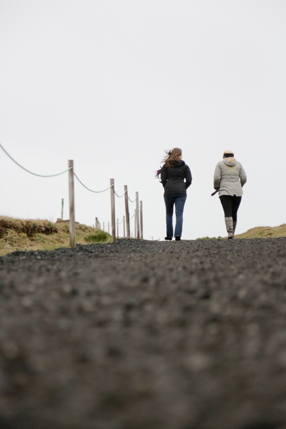 Walking around Gunnuhver geothermal area in the Reykjanes peninsula in Iceland