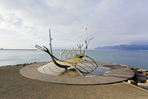 The Sun Voyager sculpture in downtown Reykjavik, Iceland