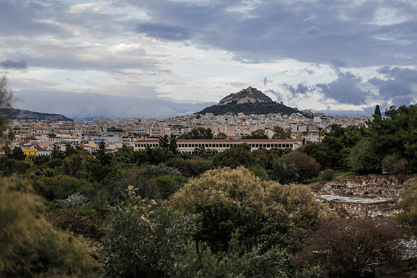View of Lykavittos Hill in Athens, Greece by Wander The Map