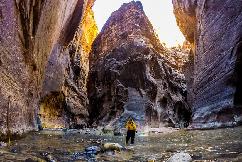 Hiking the Narrows in the Winter, Zion National Park, Utah