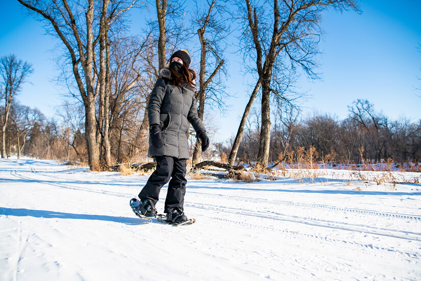 Snowshoeing, Lindenwood Park, Fargo, North Dakota Winter Road Trip